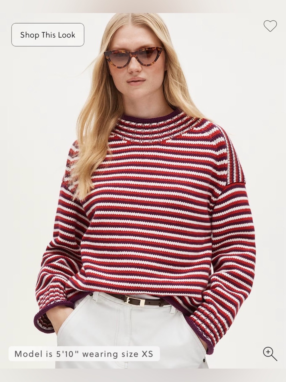 J. Crew 2025 Rollneck™ sweater in stripe - ivory ruby raisin, women’s size small